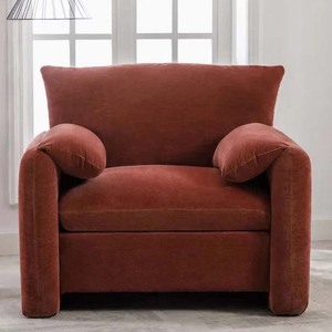 意式客厅单人布艺沙发简约大小户型奶油风橘色绒布大象耳朵沙发椅