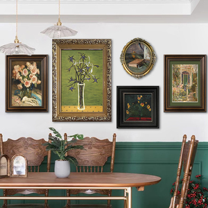 美式客厅装饰画沙发背景石膏造型墙挂画法式复古壁画高级感肌理画