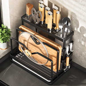 放菜板和刀的架子厨房刀架置物架筷子筒勺子一体菜板刀具多功能砧