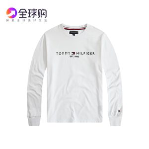 清仓春秋TOMMY美国正品汤米长袖T恤男装纯棉字母刺绣青年打底衫潮