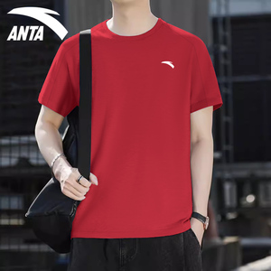 安踏短袖t恤男款夏季新款冰丝透气跑步运动体恤本命年红色半袖衫