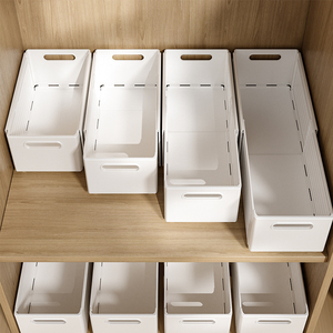 橱柜收纳盒可伸缩抽屉式桌面零食杂物厨房整理盒直角深柜储物箱子
