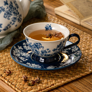 迦蓝复古咖啡杯陶瓷中国风青花瓷马克杯精致好看的杯子高档陶瓷杯