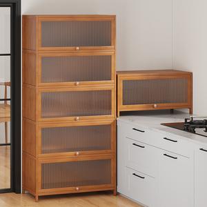家用客厅货架实木厨房收纳柜子简易多层展示落地简易置物储物橱柜