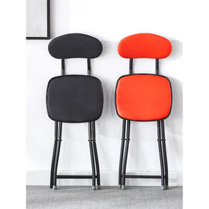 靠背椅子折叠餐椅家用便携舒适靠椅办公室休闲简约黑色靠背凳红色