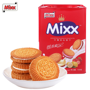 mixx什锦夹心饼干508g草莓柠檬牛奶味办公室休闲零食小吃年货送礼