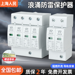 上海人民防雷浪涌保护器2P电源防雷保护器4P二级避雷器电涌模块