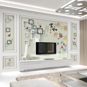 中式电视背景墙纸壁纸家和富贵墙纸客厅大气壁画简约现代18d墙布