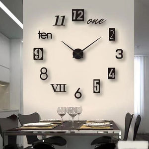 3d立体时钟墙贴数字发夜光壁挂墙家庭钟表挂钟客厅简约现代免打孔