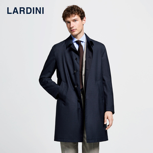 LARDINI 意大利进口威尔士亲王格羊毛风衣暗格纹中长款休闲外套男