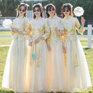 中式伴娘服女2024新款夏季结婚礼服姐妹团装伴娘裙秀禾服旗袍汉服