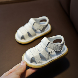 基诺浦真皮牛皮凉鞋0-1-3岁婴儿防滑女鞋夏季新款软底学步鞋防掉