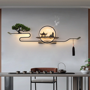 新中式中式客厅沙发电视背景墙装饰画led壁灯床头艺术免接线灯具