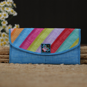 延边民俗特色韩式彩条一折钱包纪念礼物活动礼品创意拼接钱包小包