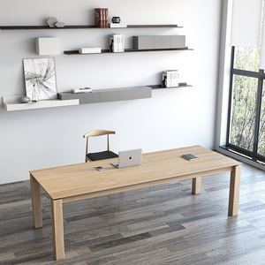 北欧白腊木大型原木色餐桌全实木极简书桌设计师简约现代洽谈长桌