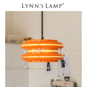 Lynn's立意 孟菲斯中古餐厅吊灯橙色复刻拉伸吧台设计师岛台ins灯