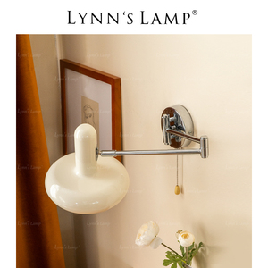 Lynn's立意 北欧奶油壁灯折叠摇臂床头卧室工作台ins阅读长臂中古