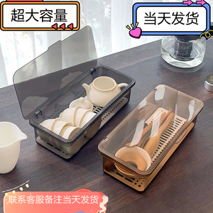 餐具盒厨房筷子盒塑料透明家用防尘吸管沥水餐具刀叉勺子收纳盒子