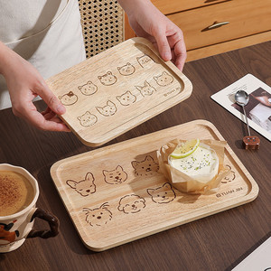 木质喝茶茶具托盘餐盘长方形单人茶盘仪式感早餐盘水果盘蛋糕盘子