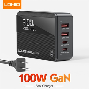 LDNIO GaN 100W USB Charger PD QC4+ Desktop Charger氮化镓充电器快充笔记本电脑多口插头适用于MacBook