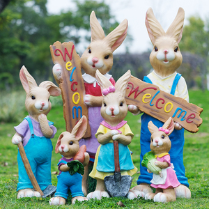 户外花园仿真兔子雕塑树脂别墅园林庭院幼儿园门店欢迎宾景观摆件