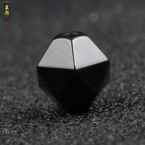 天然水晶黑玛瑙钻石面切面刻面散珠 玛瑙切角半成品珠 配珠单颗