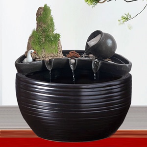 陶瓷流水摆件循环水配件长方形圆形鱼缸鱼池微景观造景流水器瀑布