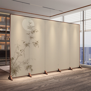 屏风隔断客厅入户玄关新中式茶室可折叠移动实木酒店遮挡装饰折屏