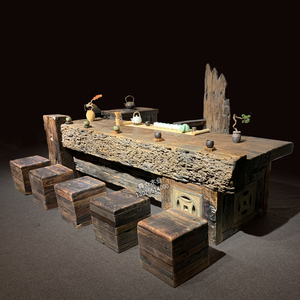 复古老船木茶桌椅组合实木茶道桌现代新中式功夫茶几户外禅意茶台