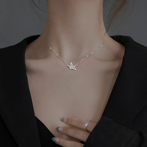 韩国纯银千纸鹤项链女轻奢小众设计感高级气质锁骨链闺蜜生日礼物