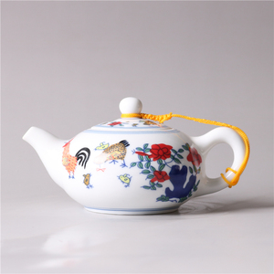 德化斗彩鸡缸茶壶大明成化仿古瓷高白茶杯功夫茶具套装单壶