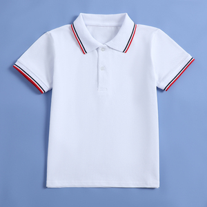 夏季童装短袖POLO衫纯白色T恤男童女童班服园服中小学生校服上衣