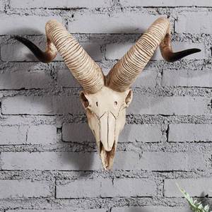墙饰挂饰壁饰 羊头骨摆件挂件壁挂复古欧式创意动物墙壁饰品羊头