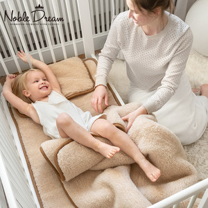 NobleDream进口纯羊毛羊绒儿童床上用品枕头毛毯保暖家居冬季套装