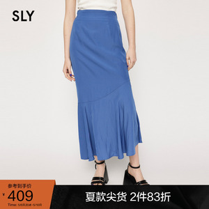 SLY 春季新品优雅淑女风高腰不对称鱼尾半身裙030GSL31-5410