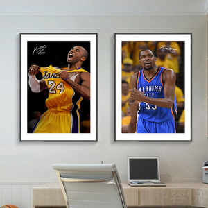 NBA篮球签名海报装饰画客厅沙发墙壁画乔丹科比杜兰特詹姆斯挂画