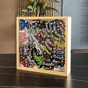 实木亚克力收纳相框展示框架小汽车三顿半咖啡置物盒卡通模型动漫
