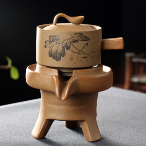 陶瓷懒人旋转石磨自动泡茶壶单个冲茶器家用创意功夫茶具套装配件