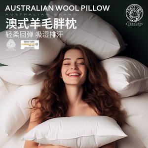 Ausgolden澳洲进口羊毛枕助睡眠护颈椎酒店专用枕头高档一对枕芯