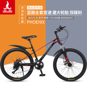 上海凤凰牌自行车儿童山地车男变速男女孩青少年学生镁合金单车