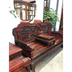 老挝大红酸枝交趾黄檀十一件套明清古典精雕花鸟沙发组合红木家具