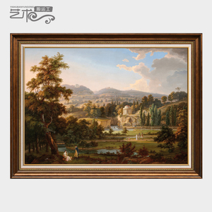 世界名油画别墅中欧式手绘古典山水风景客厅沙发背景墙挂装饰703