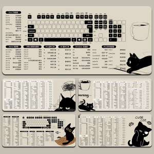 猫咪超大鼠标垫cad办公快捷键大全ps大号电脑桌面键盘垫书桌垫子