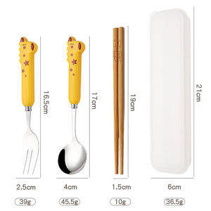 WINTERPALACE不锈钢餐具便携式旅行儿童筷子套装勺子叉子餐具盒个