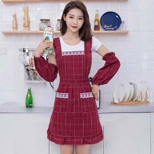 防水围裙女棉布家用厨房做饭韩版时尚可爱餐厅工作背带式罩衣包邮