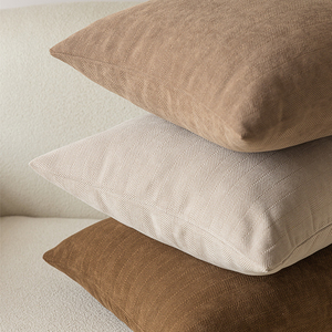 奶茶色抱枕法式中古日式简约现代北欧风咖棕色客厅沙发靠枕头靠垫