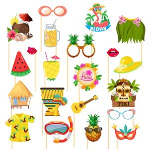 夏威夷拍照道具沙滩元素派对聚会装饰眼镜框草裙菠萝吉他造型装扮