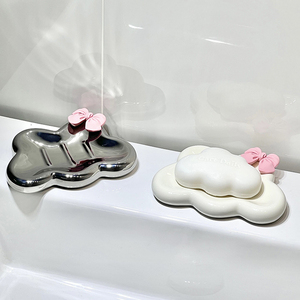 创意陶瓷云朵肥皂盒香皂盒厕所洗手间沥水收纳盒家用简约皂碟托