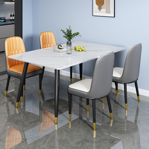 岩板餐桌家用小户型现代简约出租房吃饭桌经济型长方形桌子椅组合