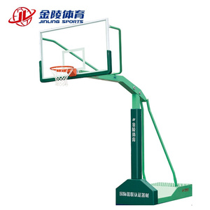 金陵篮球架YDJ-2B成人户外GDJ-3B钢化玻璃板落地式FIBA认证可安装